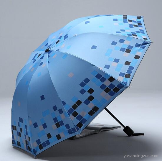 10K黑胶防风三折遮阳晴雨伞