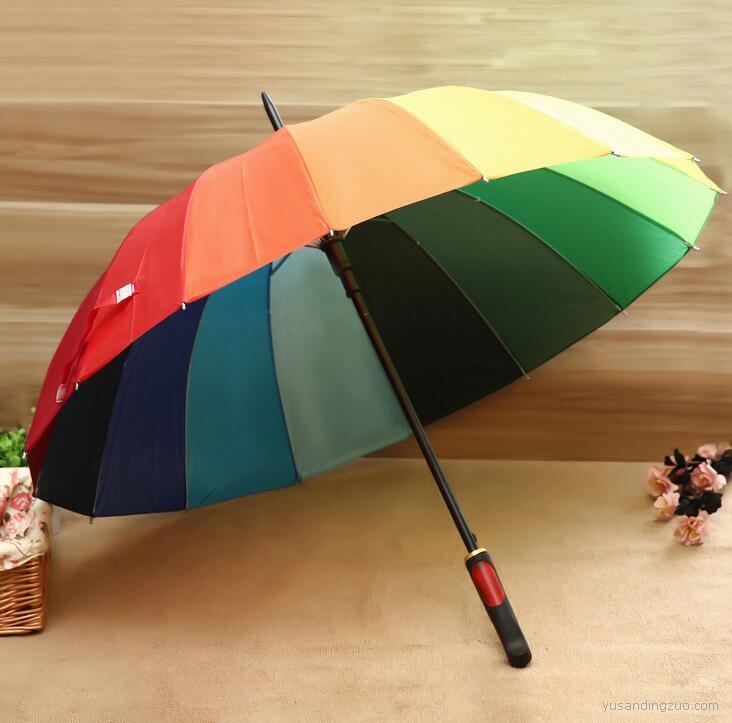 创意彩虹伞 长柄自动雨伞