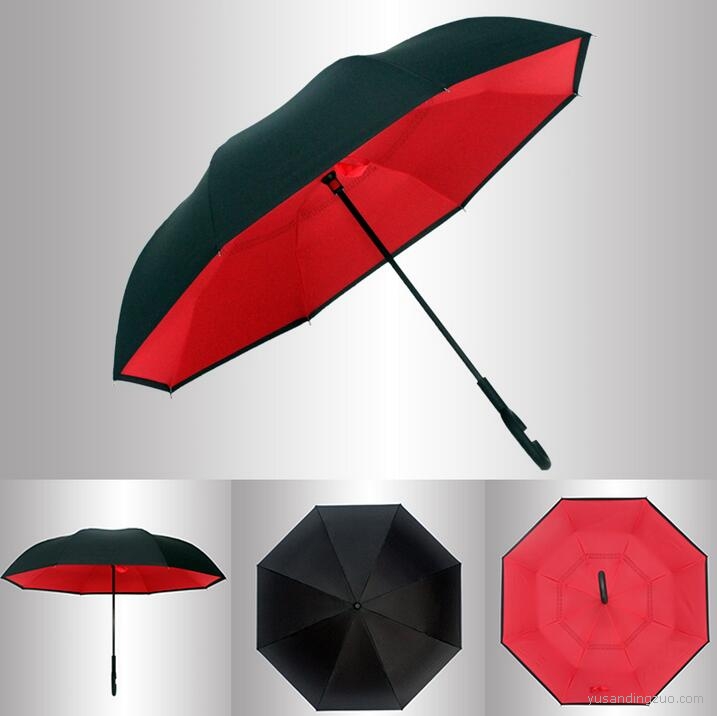 创意双层免持式可站立反向雨伞定制